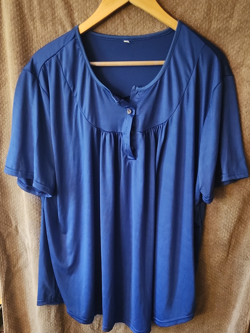Blue Women's Short Sleeve Scoop Neck Top